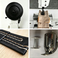 Machine à coudre à double aiguille à entraînement composé avec pied entraîneur pour fils épais, pour produits en cuir