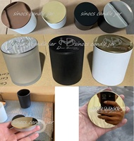 Prêt à expédier, pot à bougie vide de luxe en verre noir mat de 10 oz, blanc brillant, avec couvercle et boîte
