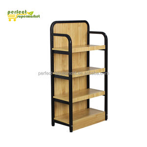 رفوف سوبر ماركت فولاذية متينة قائمة بذاتها مع تصميم خشبي فاتح - Product Image 3