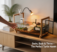 Terrarium de luxe en bois massif Light Shadow Duplex, écologique, pour tortues aquatiques et terrestres, avec plateforme de basking et UVB