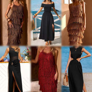 Lot de robes d'occasion mixtes pour femmes, vente en gros, robes d'été florales mi-longues et longues, couleurs assorties - Product Image 5