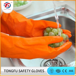Gants en latex naturel imperméables avec doublure en <span class=keywords><strong>coton</strong></span>, antidérapants, confortables, résistants à l'usure, gants en latex pour la maison - Product Image 3