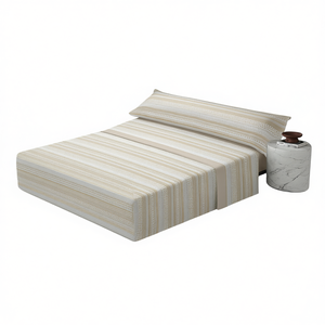 Manemi <b>Striped</b> Modern Sheet <b>Set</b> 3 Pcs Fitted Flat Sheets Pillowcases Soft To Touch Home <b>Bedding</b> - Product Image 1