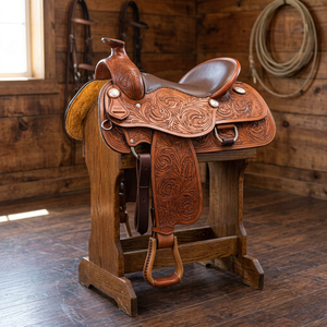 Selle de course de style anglais en cuir de vache véritable de qualité supérieure BS International, avec bride et arceau en bois, et boîte de selle en acier inoxydable SUS304 - Product Image 1