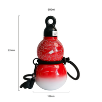 Nouvelle Bouteille d'Eau Sportive Anti-Fuite en Forme de Gourde Noire Style Chinois avec Cordon – Design Original