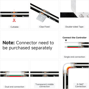 Tira de <span class=keywords><strong>LED</strong></span> Digital COB con Píxeles RGBIC direccionables, con efecto de persecución de color, Magic Dream Color Ws2811IC DC24V 12V 720Leds - Product Image 3