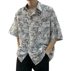 Camicia a maniche corte da uomo floreale retrò stile Hong Kong stile giapponese alla moda capi Casual per uomo - Product Image 1