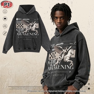 Sudadera con capucha de algodón de invierno High Street Vintage Pegasus Angel, estilo holgado y descontraído, con efecto desgastado, de marca de moda con diseño de personaje, para parejas - Product Image 1