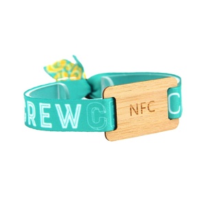 LOGO personnalisé, événement du Festival actif, RFID, NFC, Bracelet en tissu tissé avec <span class=keywords><strong>Code</strong></span> QR - Product Image 1