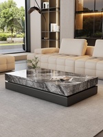 Table basse rectangulaire en marbre et bois, design minimaliste haut de gamme, style luxe léger, BTCT010, pour salon ou bureau