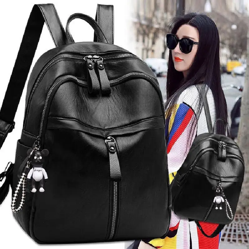 Kbw414 kore Pu deri omuz çantası rahat moda kolej rüzgar seyahat öğrenci anne çantası kadın sırt kolye olmadan