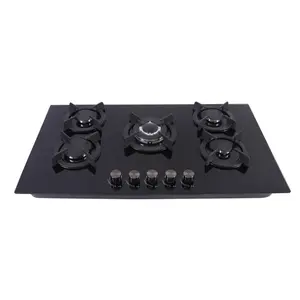 Luxury Glass Ceramic Induction Hob Easy Cleaning Electronic Ignition 5 Burner Cookers Gas Stove