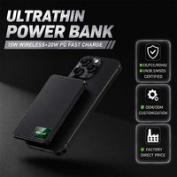 Mini chargeur portable sans fil magnétique de poche 5000mAh, coque en alliage d'aluminium, charge rapide sans fil 15W, charge rapide PD 20W, batterie externe OEM/ODM