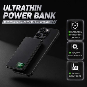 Mini <span class=keywords><strong>chargeur</strong></span> portable sans fil magnétique de poche 5000mAh, coque en alliage d'aluminium, charge rapide sans fil 15W, charge rapide PD 20W, batterie externe OEM/ODM - Product Image 1
