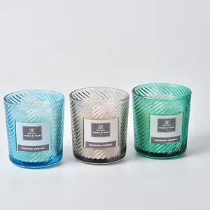 New Home Fragrance Wholesale Buy Soy Wax Candles Customizable Scented Ribbing Embossed Glass Logo Candle