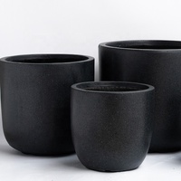 Pot Bunga Silinder Semen YuanSuMeiJu 25-39cm, Planter Taman Minimalis Warna Beige, Abu-abu, Gading, Hitam
