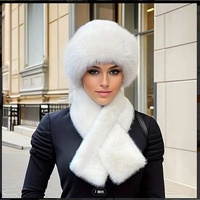 Ensemble Chapeau et Écharpe en Fausse Fourrure de Renard pour Femmes, Protection Contre le Vent, Chaud et Doux, Prêt à Porter