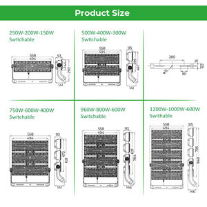 ไฟสนามสเตเดียม LED กำลังสูง 1000W สวิตช์เปิด-ปิดได้ ความสว่างพิเศษ 140LM/W สำหรับภายนอกอาคาร 90-305V ปรับความสว่างได้ เหมาะสำหรับสนามกีฬา - Product Image 5