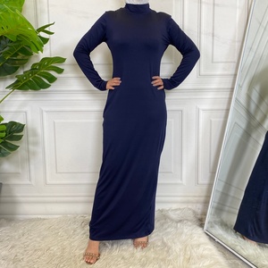 6532 #   Robe en jersey tendance à col montant pour femmes musulmanes, robe intérieure pour abaya ouverte, vêtements quotidiens, vente en gros, livraison rapide - Product Image 3