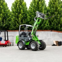 Mini Caricatore a Ruote Verde a Batteria con Forche per Pallet, Cabina Articolata ROPS per Agricoltura e Costruzioni