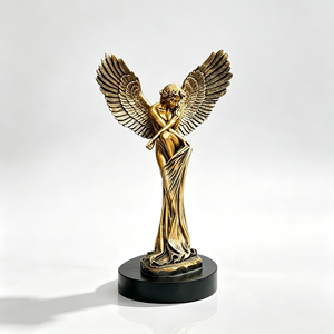 Statua di <span class=keywords><strong>Angelo</strong></span> in Resina con Ali, Finitura Bronzo, Colore Personalizzabile, Dimensioni Personalizzabili, Scultura Artistica per Interni/Esterni, Design Personalizzabile per Tavolo - Product Image 1