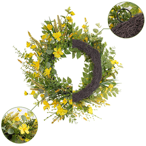 Four seasons simulation garland circle small yellow <b>flower</b> simulation garland living room decoration <b>wall</b> hanging home a - Product Image 5
