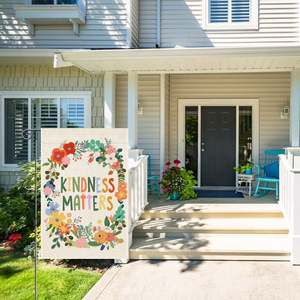 Bandera de Jardín con Diseño Floral Personalizado, de Poliéster/Lino, para Montar en Poste, Decoración para Exteriores - Product Image 3