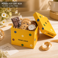 Boîte cadeau carrée jaune à pois, impression personnalisée, écologique, qualité alimentaire, service de conception, chocolat, biscuits, montres, bougies, OEM