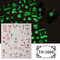Nouveaux autocollants pour ongles de Noël 2026, autocollants 3D flocons de neige phosphorescents, autocollants ultra-fins sans couture Père Noël rouge, vente en gros