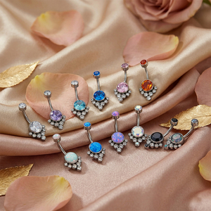 맞춤형 F136 티타늄 배꼽 링 다양한 스타일 크리스탈 내부 나사형 신형 배꼽 피어싱 주얼리 - Product Image 2