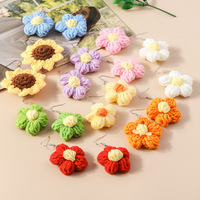 Pendientes de girasol de ganchillo hechos a mano para mujer, pendientes florales tejidos con hilo creativo, pendientes de flores de primavera para niñas, regalos de joyería
