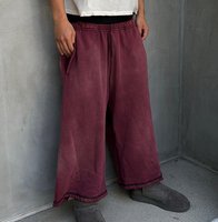 Pantalon de survêtement ample en molleton délavé et vieilli pour homme, avec coutures contrastées, style Y2K streetwear hip-hop décontracté