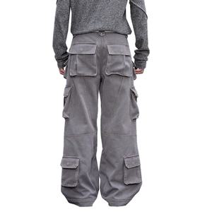 กางเกงคาร์โก้ผู้ชายขายส่ง สตรีทแวร์ ผ้าฝ้าย 100% ทรงหนา หลายกระเป๋า ดีไซน์โครงสร้างหลวม สไตล์เวิร์คแวร์ - Product Image 6