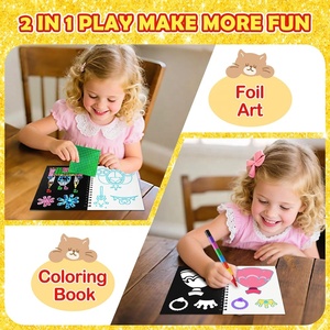 Livre d'autocollants artistiques magiques pour enfants 2-en-1 : <span class=keywords><strong>Kit</strong></span> de coloriage et de loisirs créatifs avec feuille d'aluminium, Ensemble d'activités créatives DIY de coloriage et de peinture artistique éblouissante avec feuille d'aluminium - Product Image 3