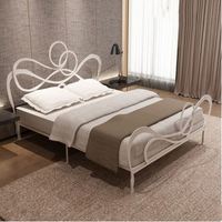 Meubles de chambre à coucher modernes, cadre en fer doré, lit moelleux