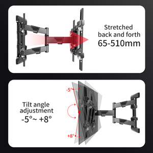 HILLPORT Full Motion porta TV LED TV LCD staffa montaggio a parete per 32-80 pollici televisione basamento girevole 6 bracci - Product Image 4