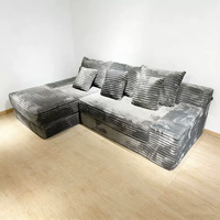 Canapé-lit modulaire carré extensible et pliable MYUZ en tissu, design moderne, garnissage confortable en éponge, pour salon et salle de sport