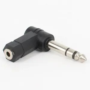 90 Derajat Sudut Kanan 6.35 Mm 1/4 "TRS Stereo Jack Male untuk 3.5 Mm 1/8 Inci Stereo Female Audio adaptor