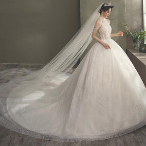 <span class=keywords><strong>2021</strong></span> été AL0954 robe de mariée de luxe blanc robe de mariée licou cou traînant Cour Style grande taille cristal maître mariage - Product Image 1
