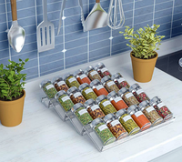 Organisateur de tiroir à épices, 4 niveaux en acrylique transparent incliné dans le tiroir pots d'assaisonnement insérer plateau de support de comptoir