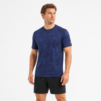 T-shirt à manches courtes pour homme, col rond, design OEM ODM, coupe ajustée, séchage rapide, respirant, extensible, pour la course à pied, l'entraînement, le sport