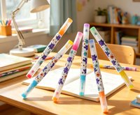 Stylo fluorescent double tête bicolore pour surlignage, marqueur fluorescent grande capacité 12 couleurs