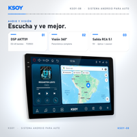 KSOY Android 16 Unité multimédia de voiture pour véhicule avec lien téléphonique sans fil, écran laminé Radio De Coche