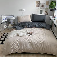 Parure de draps Queen Size en percale, design AB, vente en gros d'usine, luxe hôtelier, respirante, avec housse de couette, 100% coton