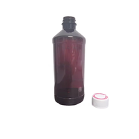 Botella vacía de 473 ml, 16 oz, 500 ml, cuadrada, con boca de rosca, botella de plástico doméstica, botella de plástico PET arqueada, tapa con letras rojas.