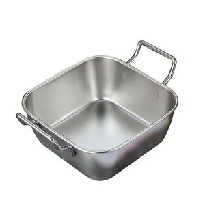 Plateau carré en acier inoxydable avec poignées 18x12cm pour snacks, desserts, frites, poulet frit, usage hôtelier - Product Image 2
