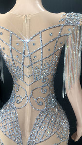 Robe de soirée sexy en maille couleur nude à franges et cristaux brillants NOVANCE pour femmes, idéale pour les soirées <span class=keywords><strong>disco</strong></span>, les danses et les banquets - Product Image 5