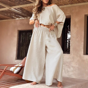 Groothandel Op Maat Zomer Elegante Pofmouw Sexy 2025 Dameskleding Dames Casual Set - Product Image 1
