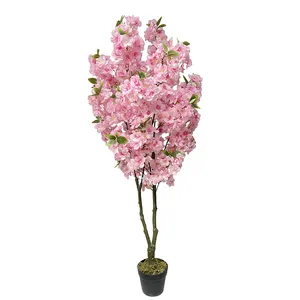 JIAWEI ağaçları çiçekler yapay dekoratif Pot ile düşük fiyat Mini kiraz çiçeği yasemin ağaçları çiçek çelenk yapay