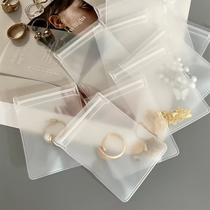 Clear Frosted Biodegradable EVA Jewelry Storage <b>Bags</b> Resealable Zipper Waterproof Dust Proof Pouches for Rings Necklaces - Product Image 1
